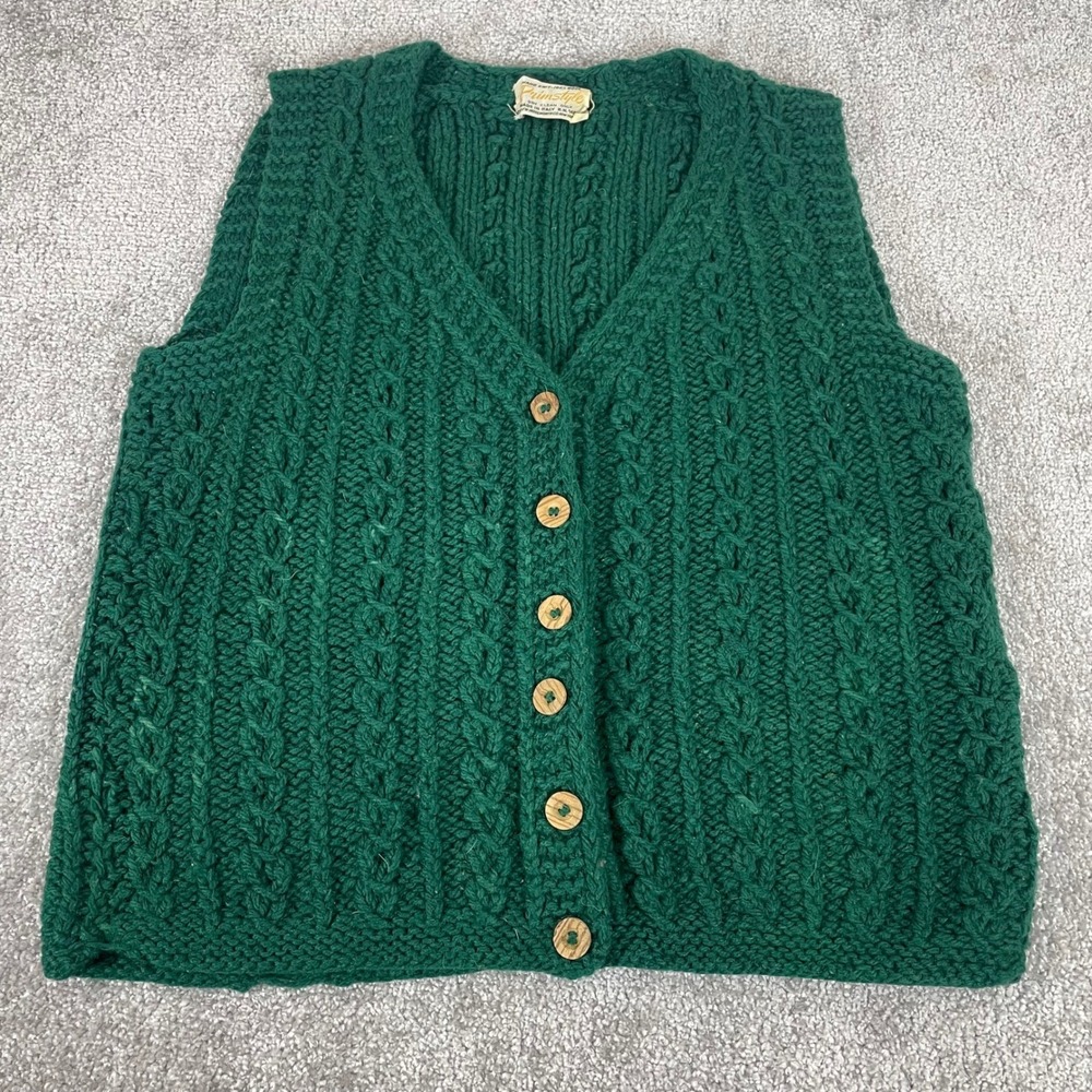 Vintage Sweater Vest Womens Medium Wool Cable Knit Grandma Primstyle Italy